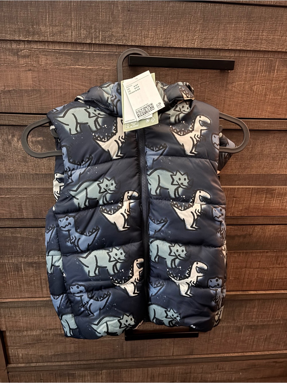 H&M Navy Dinosaur Print Puffer Vest